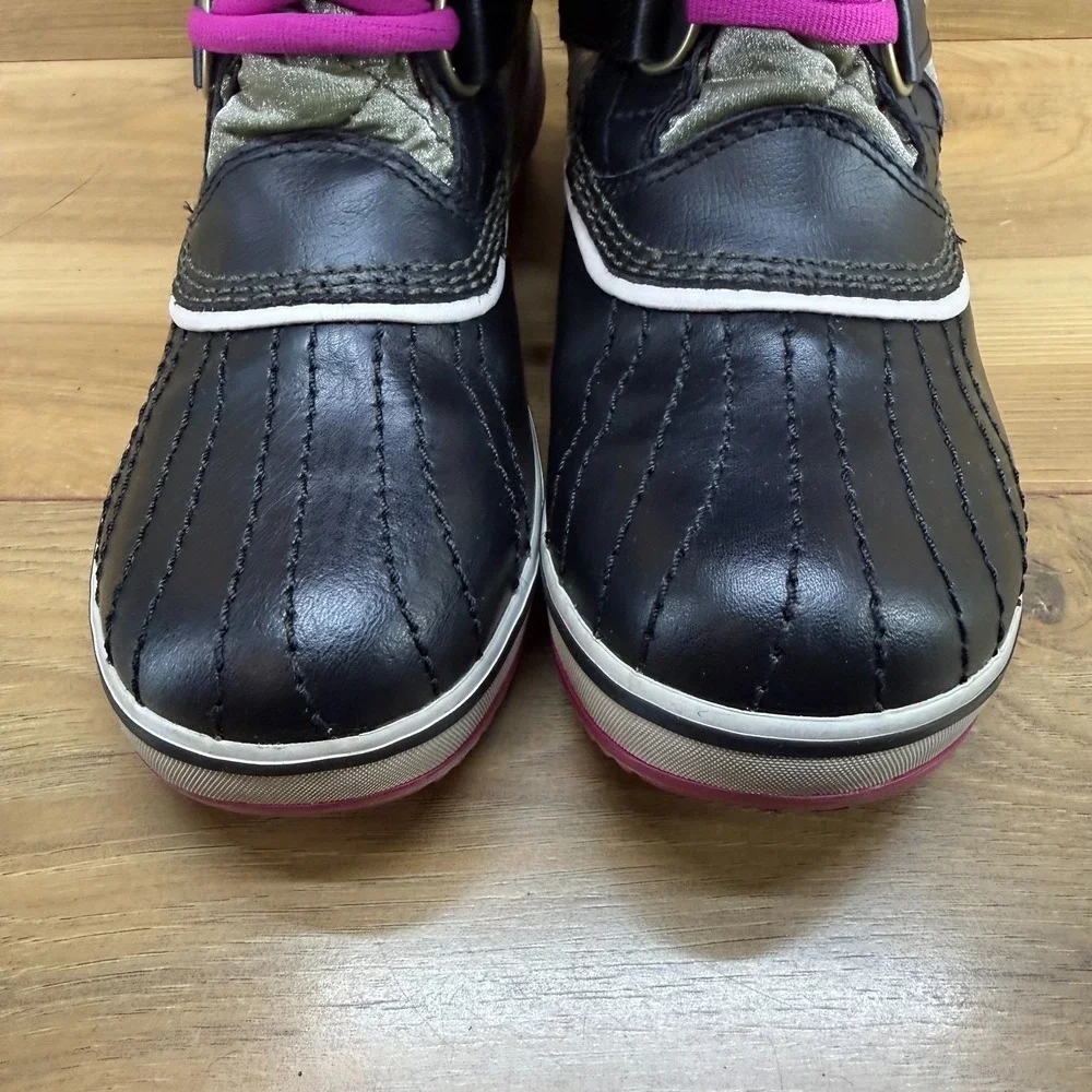 Sorel Tofino Nori Blush Snow‎ Boots Womens 7 Black Waterproof Faux Fur Tall